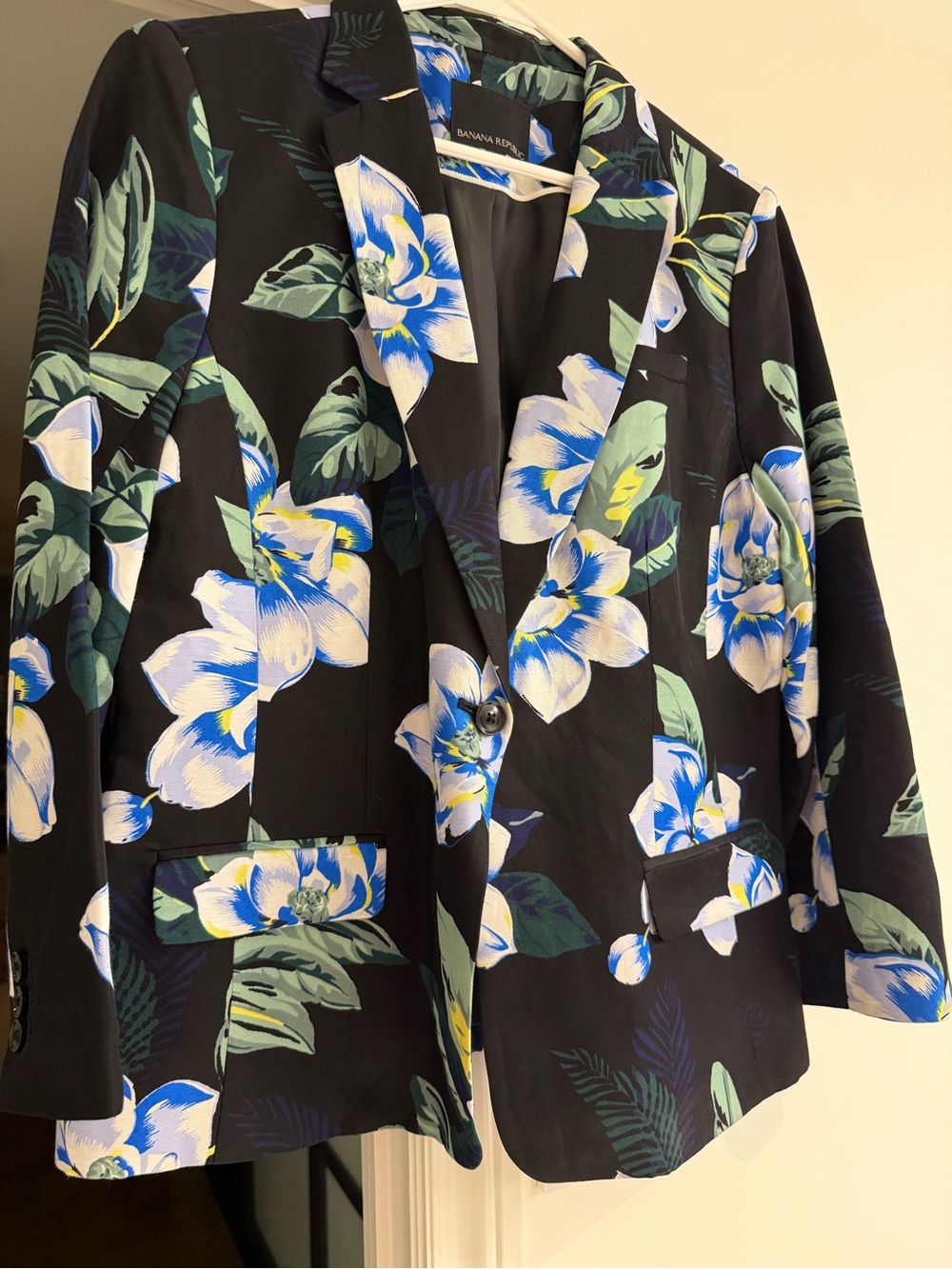Banana Republic Black Blazer with Blue & Green Floral Print